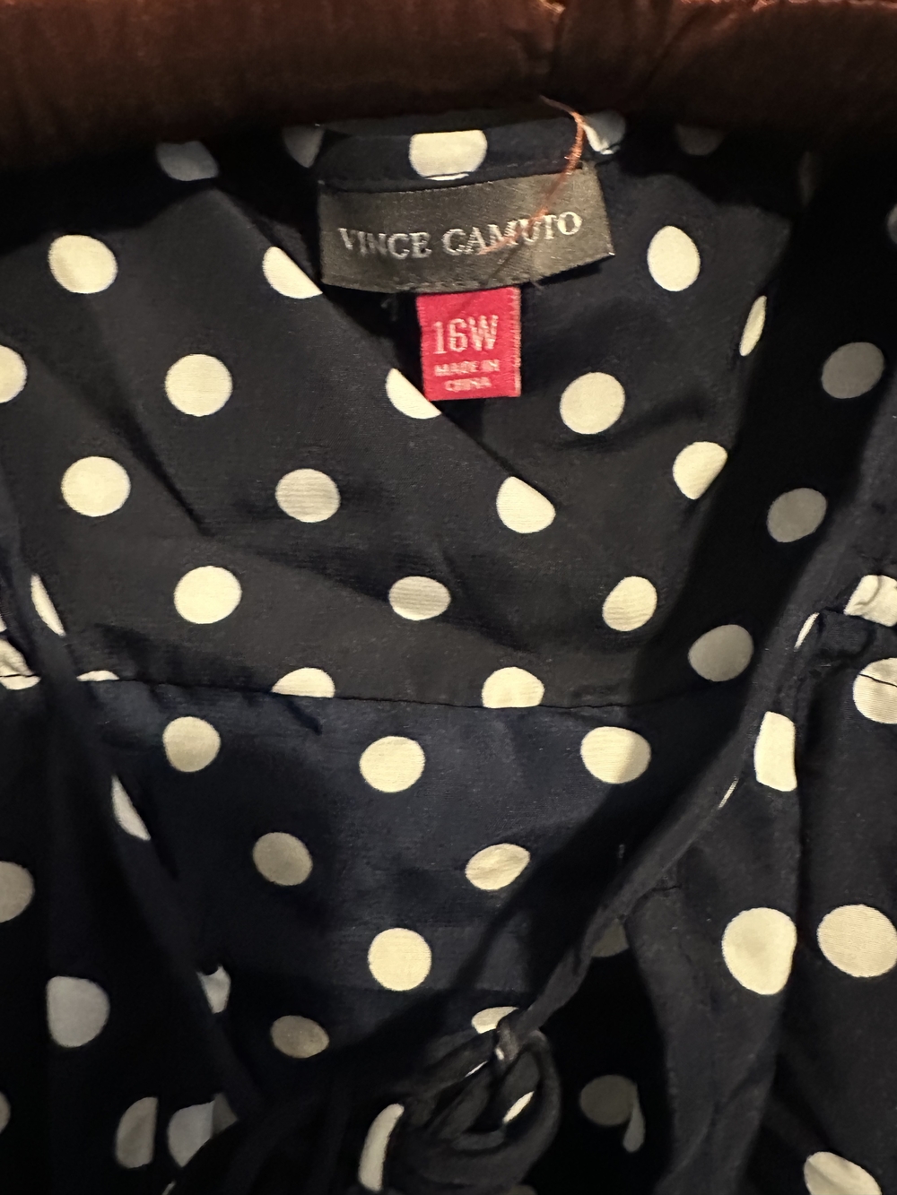 Vince Camuto Navy and White Polka Dot Top - Picture 3 of 4